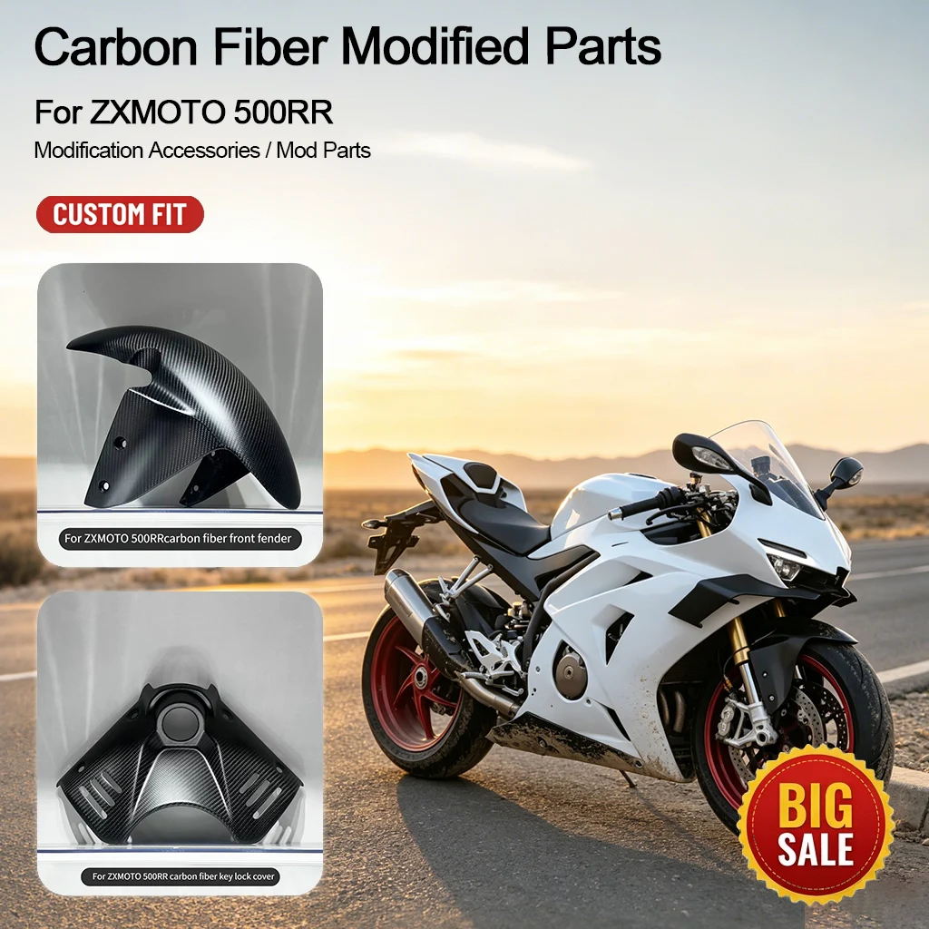 Carbon Fiber Body Kit Front Panel Fender Exhaust Heat Shield Key Lock Cover Motorcycle Mod Accessories For ZXMOTO 500RR