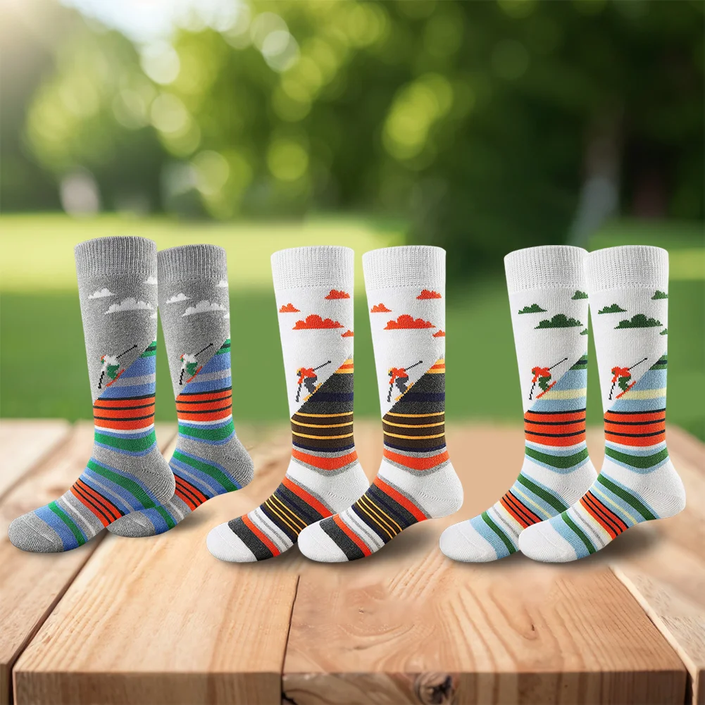 겨울 따뜻한 두꺼운 스키 스타킹, 하이킹 양말, 남녀공용, 추위 방지 스키, 야외 하이 스포츠 스타킹, 1 쌍