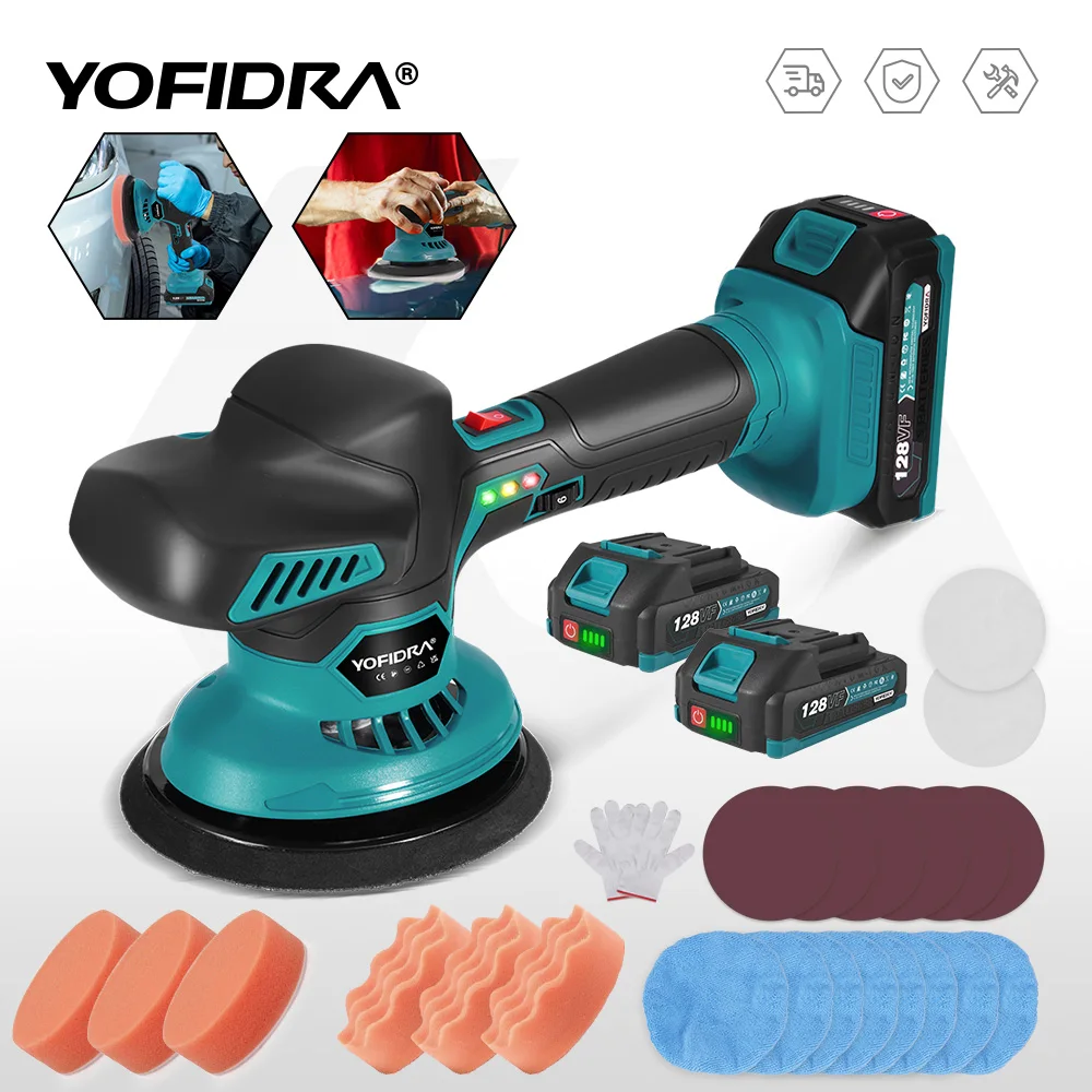 YOFIDRA polisseuse de voiture électrique 6 vitesses 7000 tr/min polissage automatique scellage glaçure outil électrique rotatif pour Makita 18V batterie broche