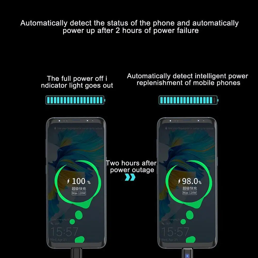 Cable de datos TYPEC 120V carga súper rápida nuevo Cable de carga de datos extendido emisor de luz para Samsung Apple OPPO