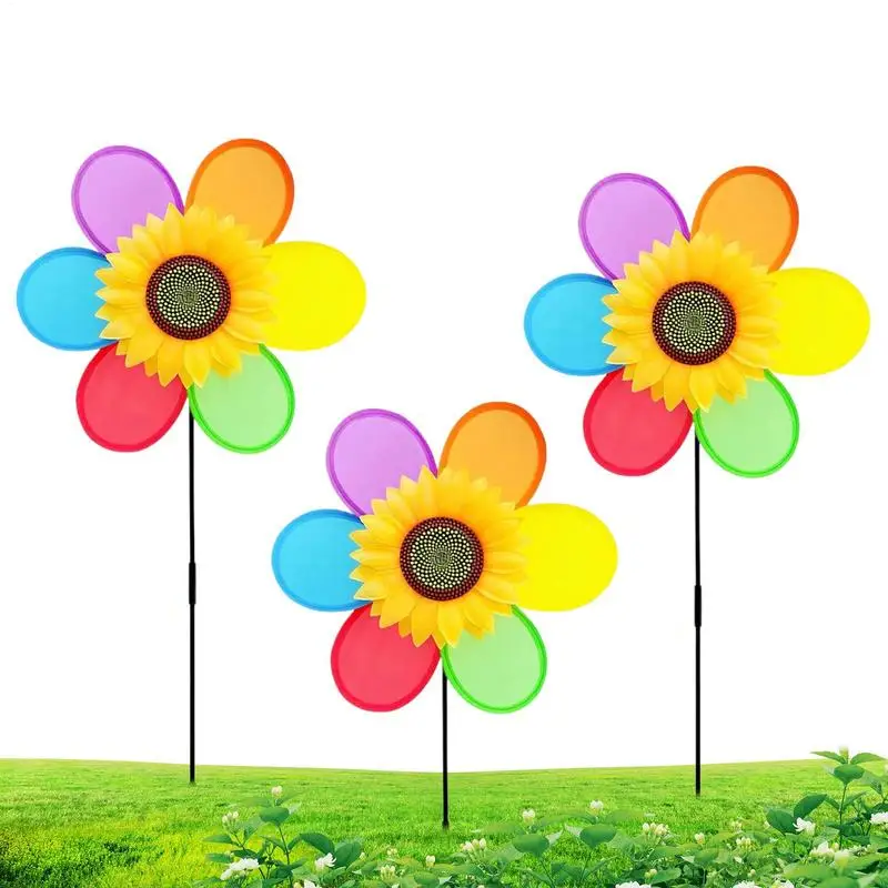 

Outdoor Wind Spinner Sunflower Windmill Wind Sculpture Rustproof Decorative Windmill Garden Stake For Patio Balcony Lawn Yard