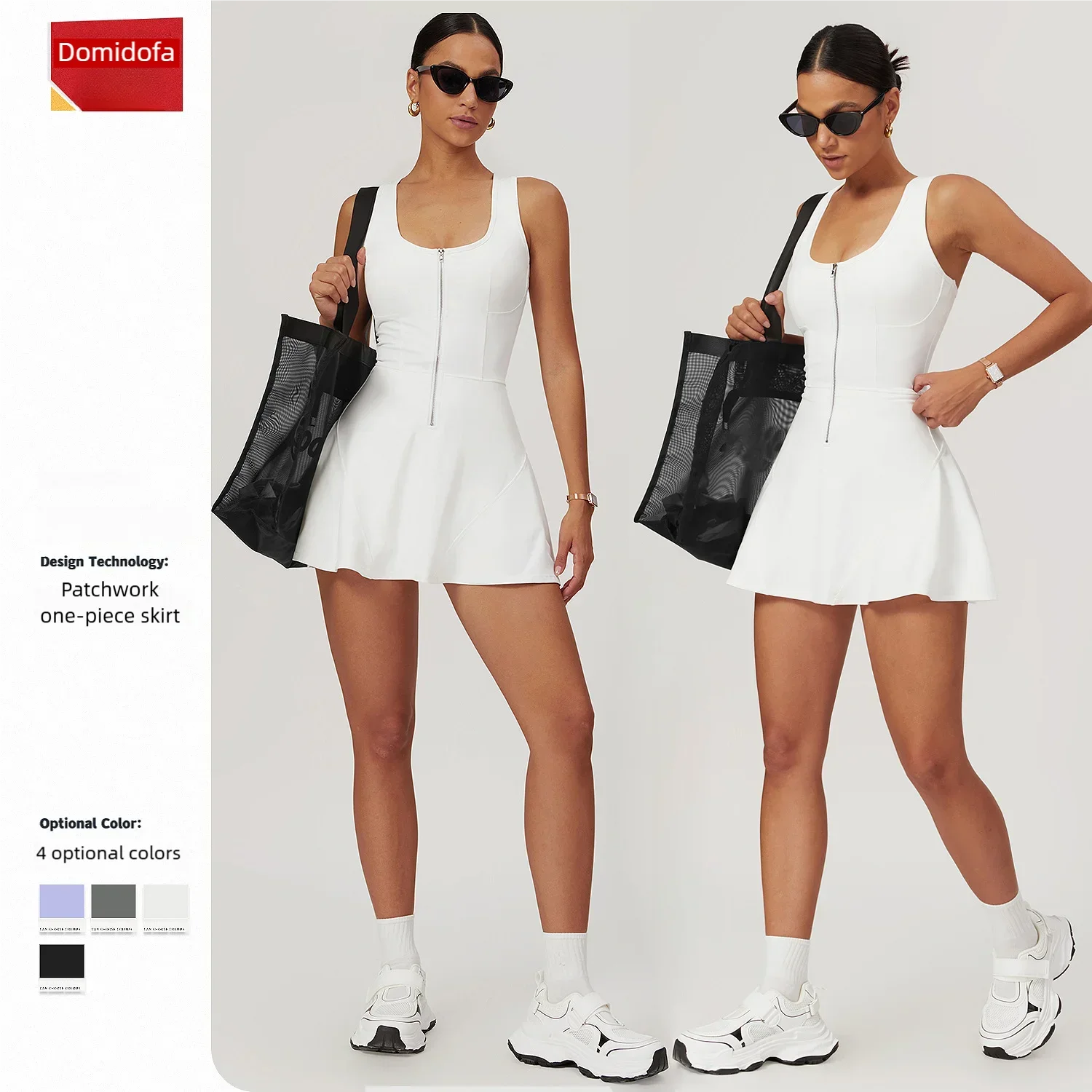 

Women's new summer nude-feel anti-slip base layer sports yoga dress, suitable for outdoor running, fitness, tennis, and gym sets