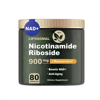 Yaşlanma Karşıtı Destek İçin 900 Miligram Nikotinamid Nükleosit ve 80 Kapsül Resveratrol İçeren Saf Nad Takviyesi