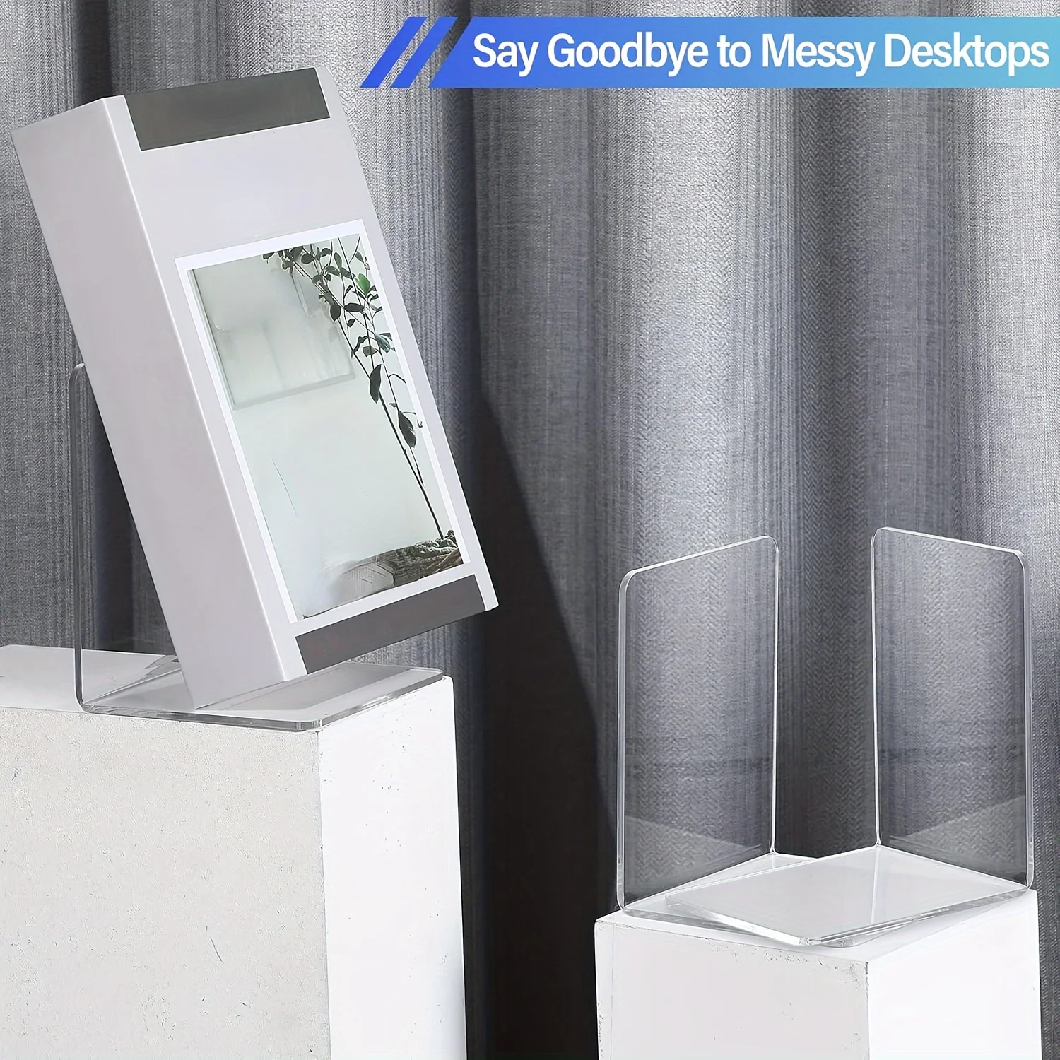 Transparent Acrylic Bookends: Modern L-Shaped Desk Bookends for Organizing Your Space