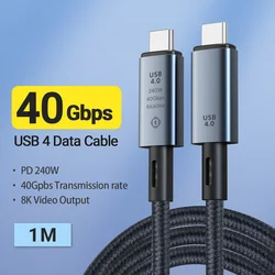 240W PD USB C to Type C Cable, 8K@60Hz 40Gbps High-Speed Data Transfer, Braided Charger Cord for Mobile Phones Laptops