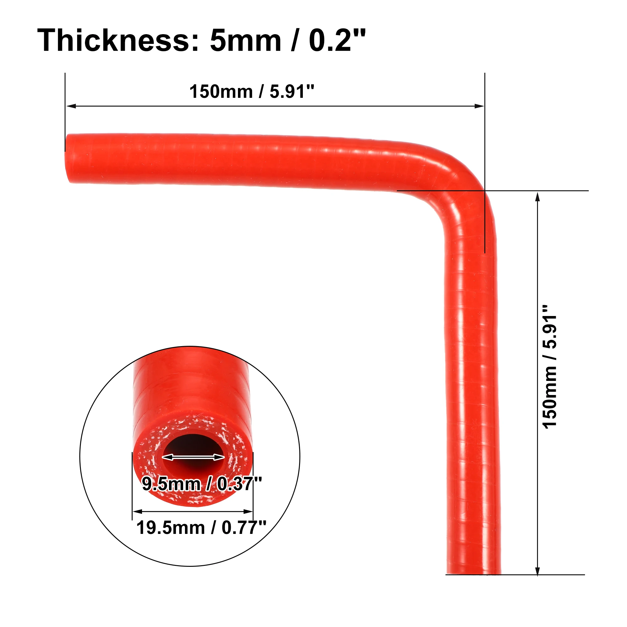 UXCELL 90 درجة 9.5/11/13/16/19/22/25/28/32/35/40/45/48/54 مللي متر الكوع سيليكون خرطوم المقرنة المبرد أنبوب 150*150 مللي متر الأحمر