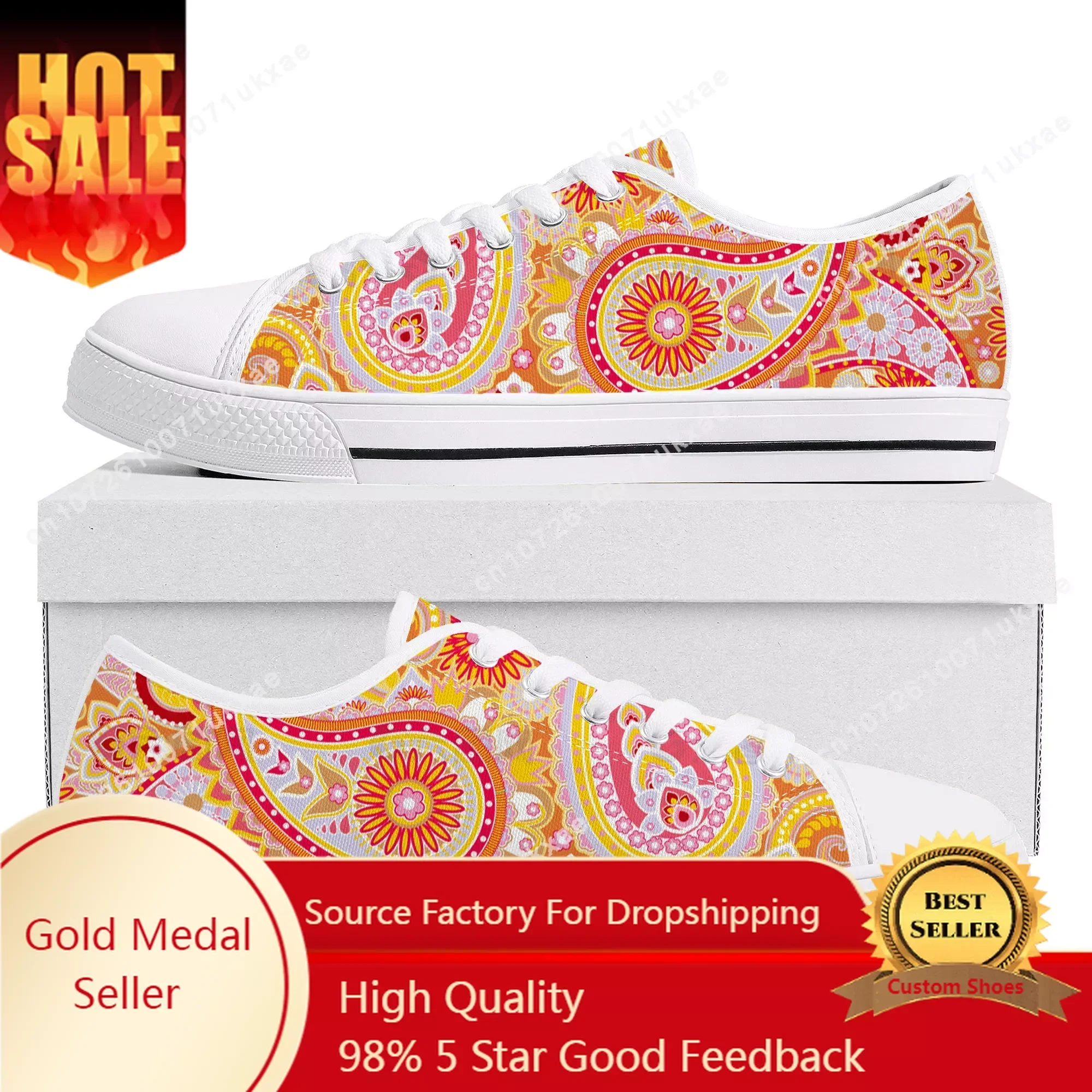 Bohemia Mandala Flower Print Low Top Sneakers Mens Womens Teenager High Quality Canvas Sneaker couple Casual Shoes Custom Shoe