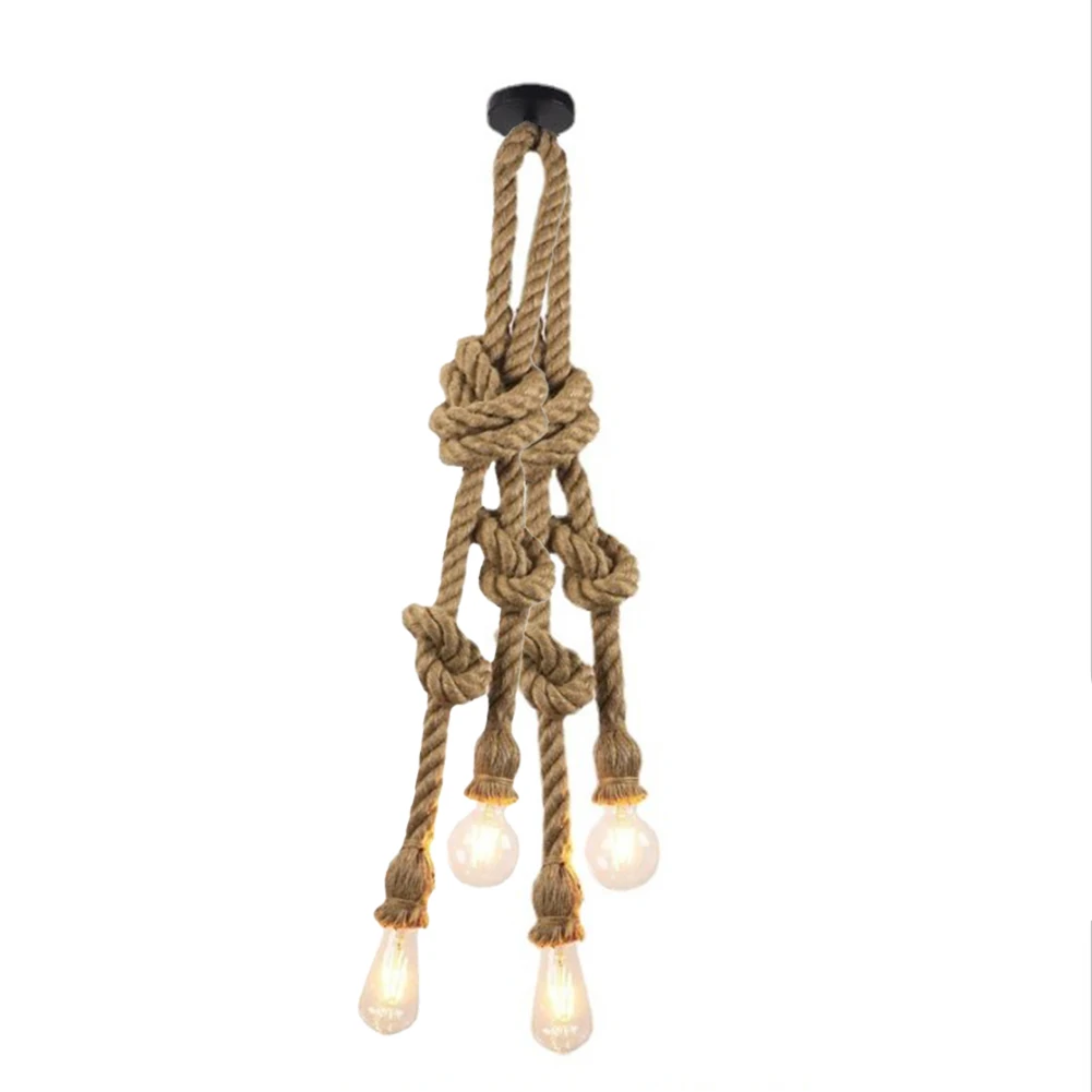 

1m 4 Head LED Industrial Chandelier Retro Hemp Rope Ceiling Lamp Without Light Extension Cord Accessories