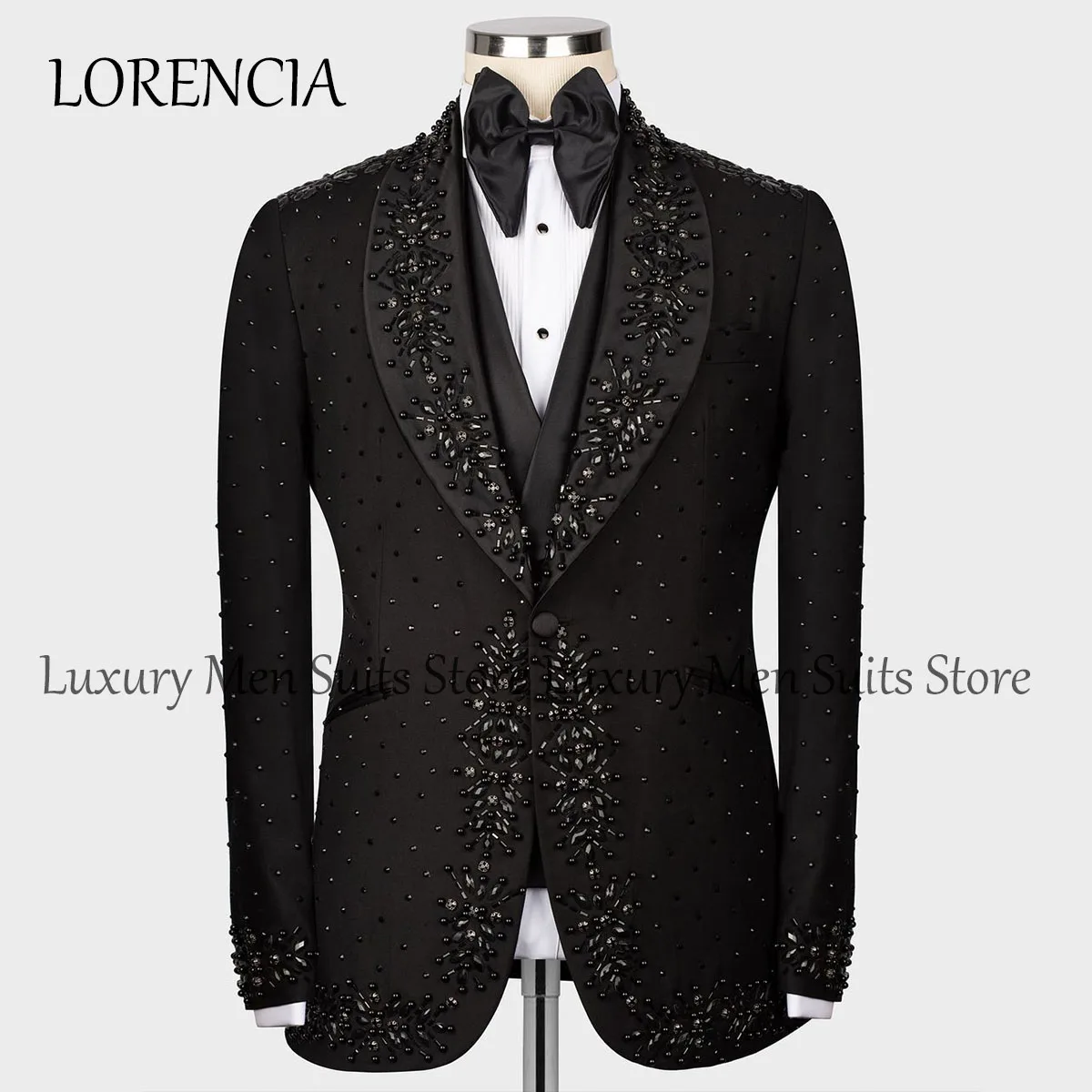 

Sparkly Metallic Formal Ornament Tuxedos Men Suits 3 Pieces Wedding Groom Dinner Party Male Prom Blazers Ternos Completo