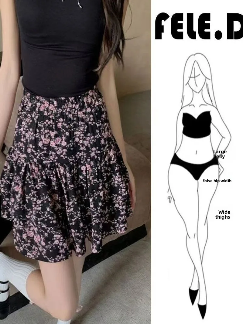 

Новая модная женская короткая юбка-полусолнце с цветочным принтом, эластичным поясом, больших размеров, весна-лето, облегающая, А-силуэт, многоярусная