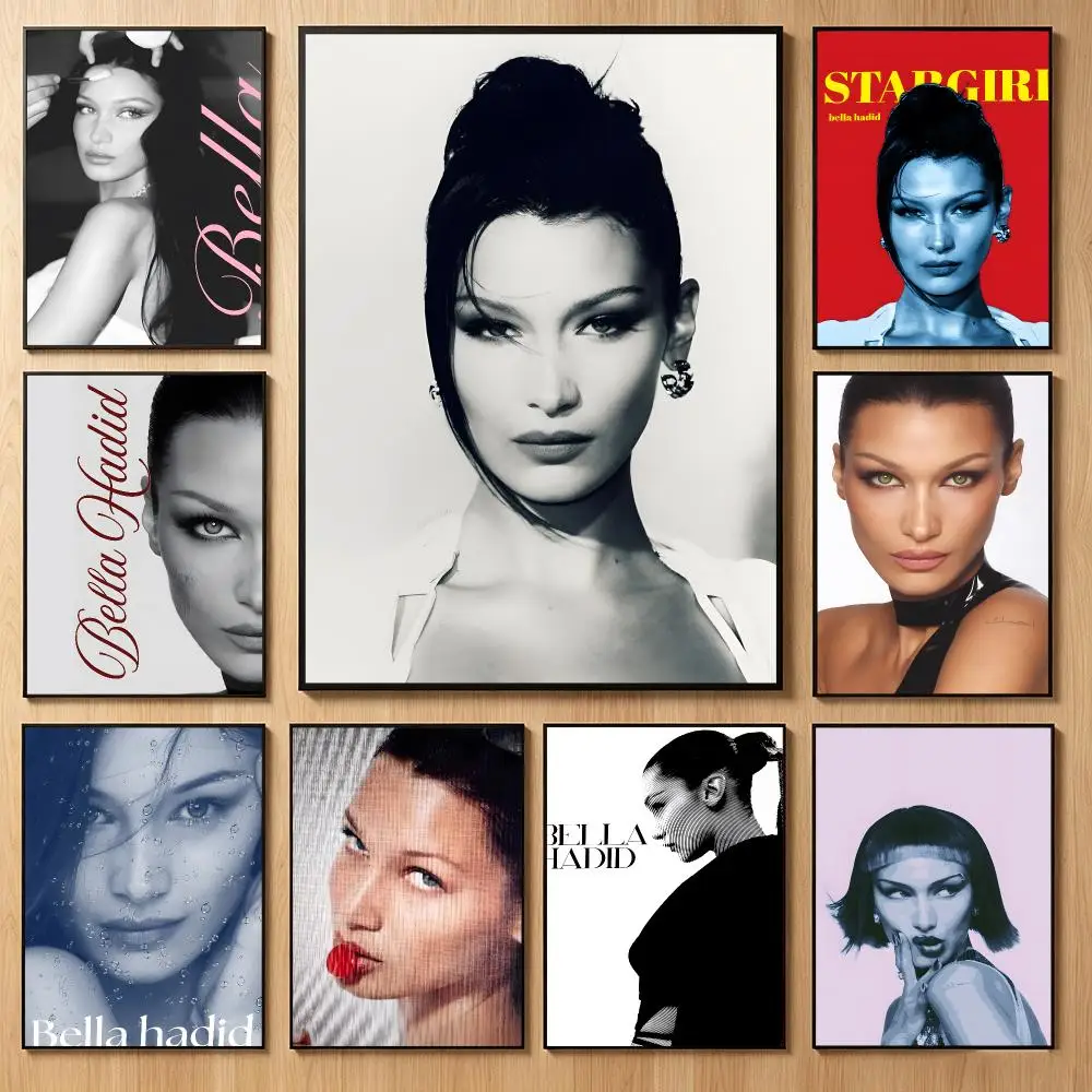 Stylish Celebrity B-Bella Hadid Poster Classic Self-Adhesive PP Wall Sticker for Living Room Bar Decor Gift