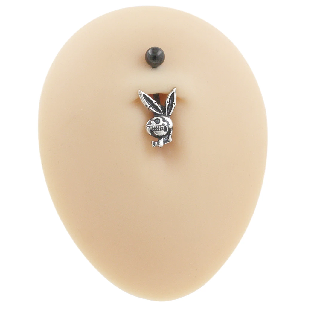 JHJT 14G Rabbit Belly Button Ring 316L Surgical Stainless Steel Navel Ring Belly Piercing Body Jewelry for Women