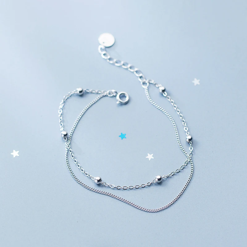 Modian Fashion Simple Beads Line Chain Bracelets For Women 100% 925 Sterling Silver Classic Charm Bracelet  S925 Silver Jewelry