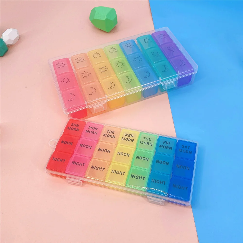 3 Row 21 Grids 7 Days Weekly Pill Case Medicine Tablet Dispenser Organizer Pill Box Splitters Pill Storage Container New