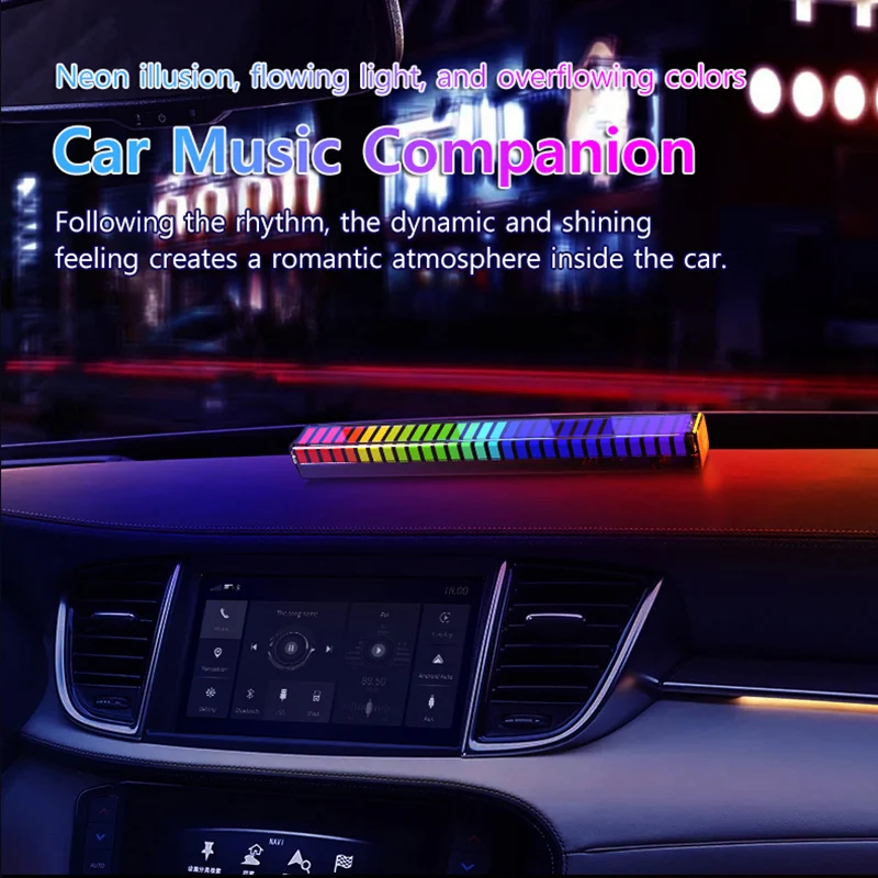 RGB Music Sound Control Atmosphere Light LED Light 3D Pickup Light Application Control Pickup Light Rhythm Environment Light Car