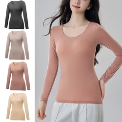 1pcs Women's Ultrathin Thermal Underwear High elasticity Plus Size Constant Temperature Seamless Long Sleeve Bottoming Tops
