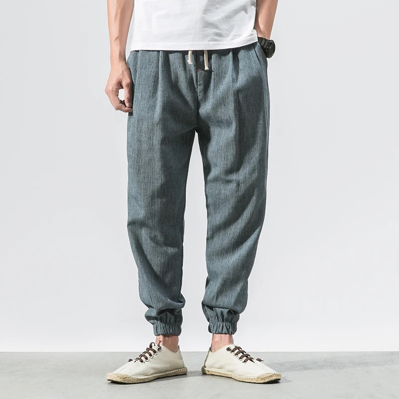 Cotton Linen Casual Harem Pants Men Joggers Man Summer Trousers Male Chinese Style Baggy Pants 2023 Harajuku Clothe