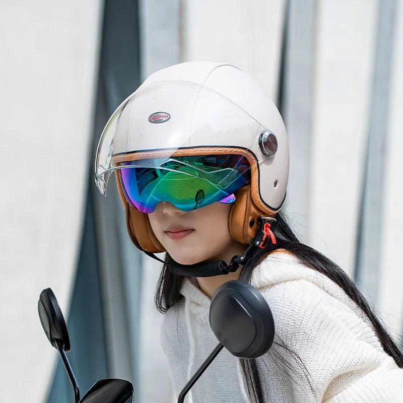 

Hot Selling Style Simple Pure White 3/4 Open Face Motorcycle Helmet with Washanble Lining and Windproof Shield Ideal for Cycling