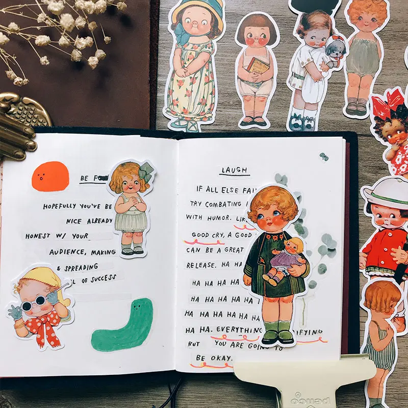 19pcs Vintage doll stickers handbook Stickers DIY Craft Photo Albums Sticker/Scrapbooking Stickers