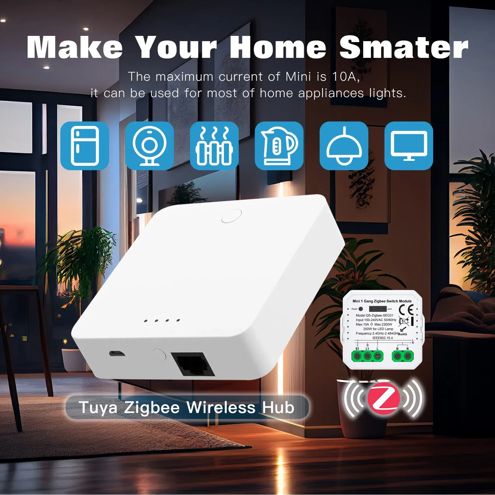 Tuya ZigBee Smart Switch Module High Performance 1/2/3gang LN Mini Smart Home fai da te Light Breaker funziona con Alexa Google Home