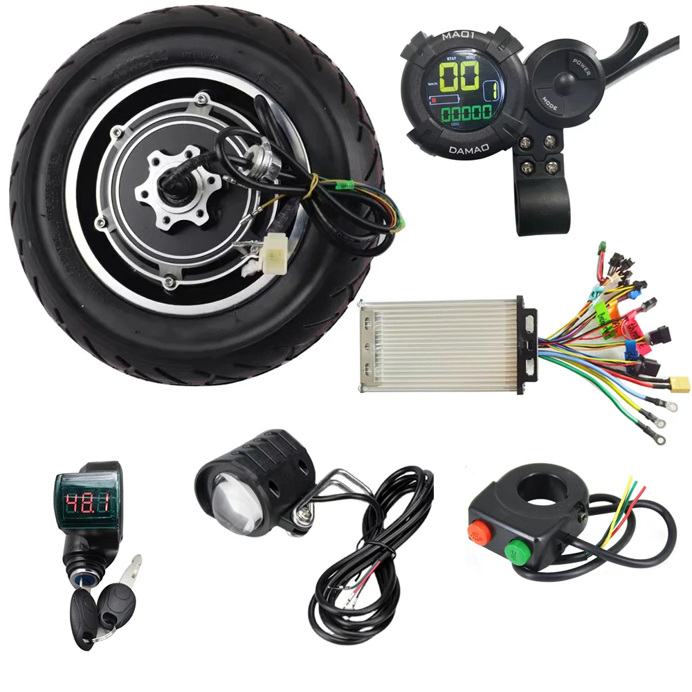 

10 10x2.5 Inch 24V 36V 48V 500W 1000W Brushless Gearless Disc Brake Electric Scooter Hub Motor Conversion Kit