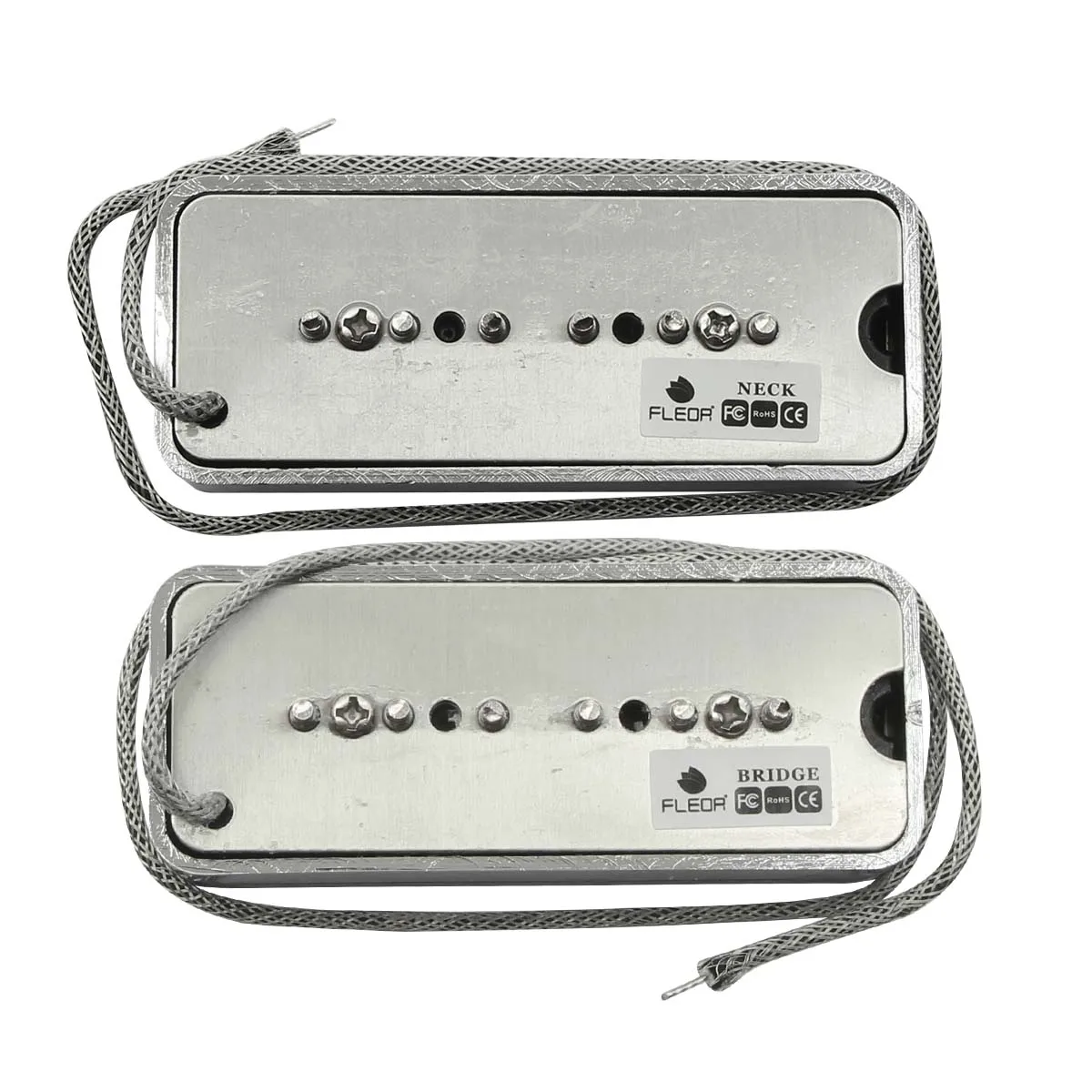 FLEOR Chrome Set of Neck & Bridge Soapbar P90 Pickup Alnico 5 Single Coil Electric Guitar Pickups Guitar Parts