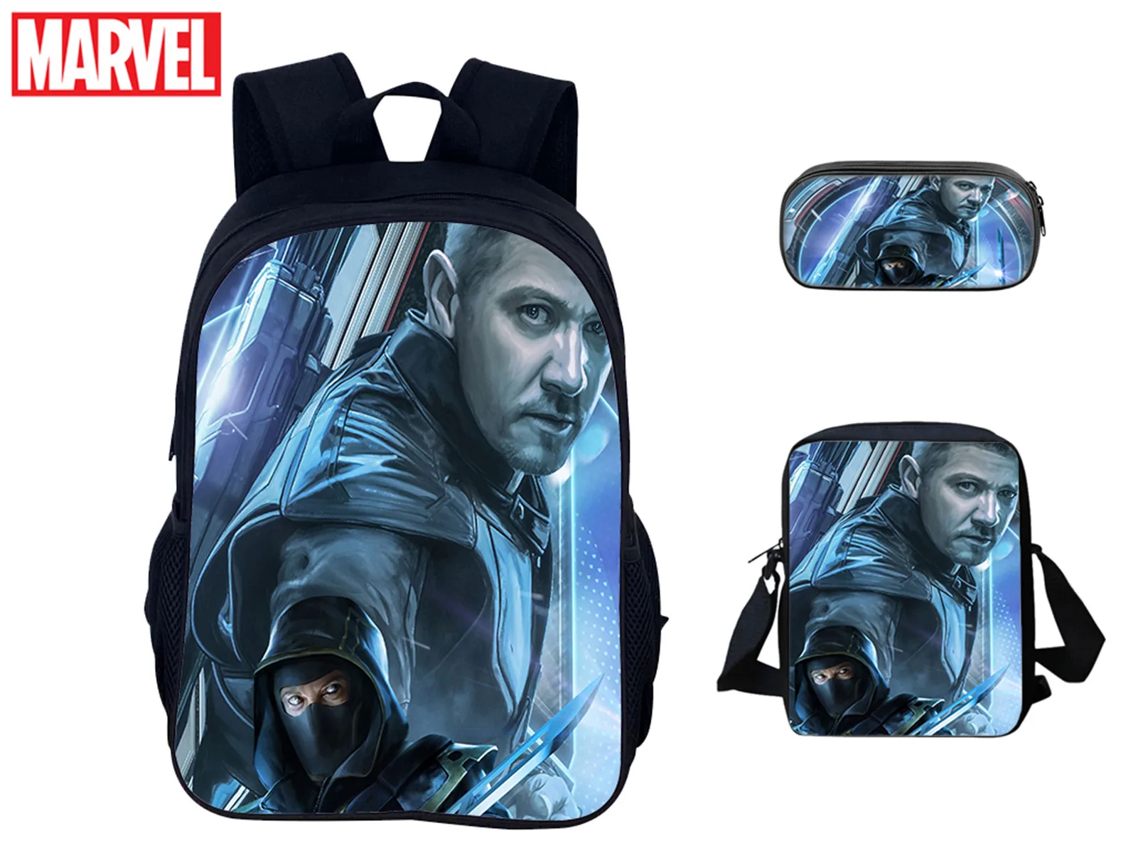 

Marvel Trendy Schoolbag 3Pcs Set-Backpack,Side Bag and Pen Case,Super Hero Hawkeye Casual Rucksack for Kid
