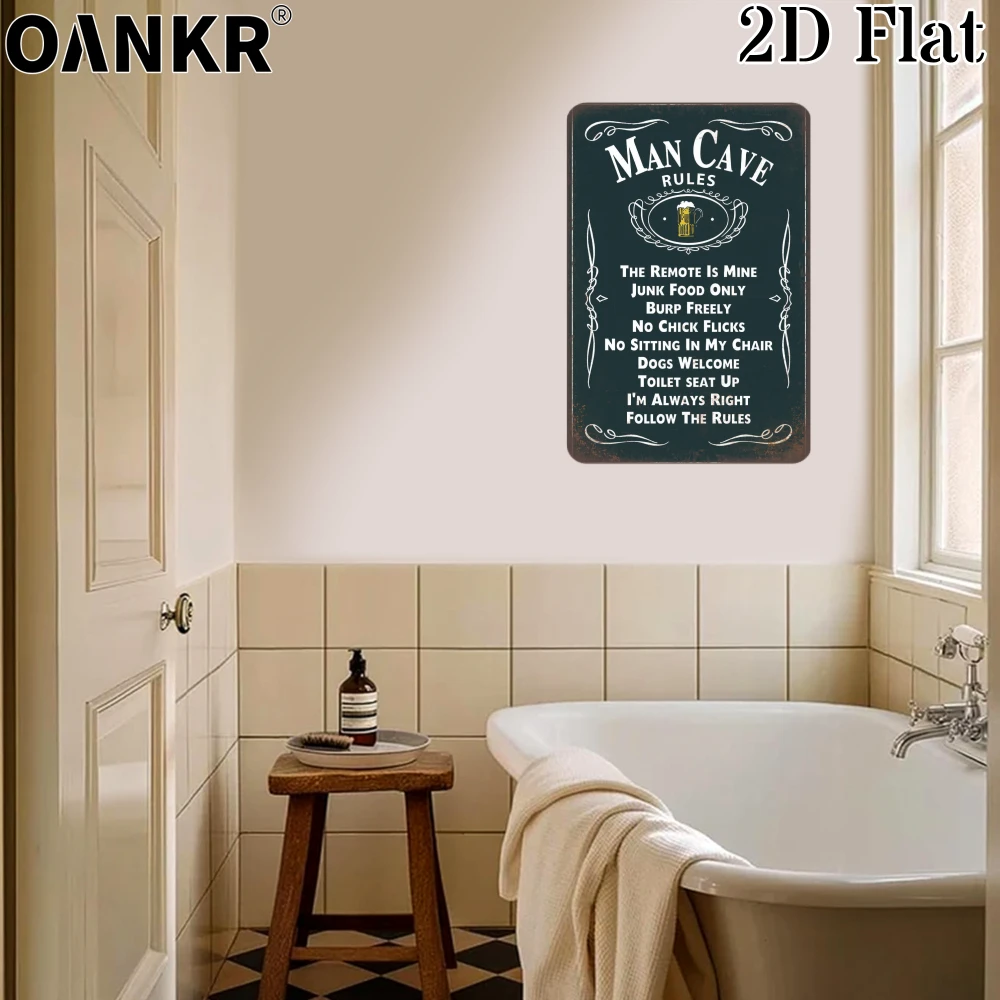 Vintage Kunst-Wandposter Metallschild, Männerhöhle-Regeln Metallschilder für Männerhöhle Badezimmer Heim-Wanddekoration Plakette