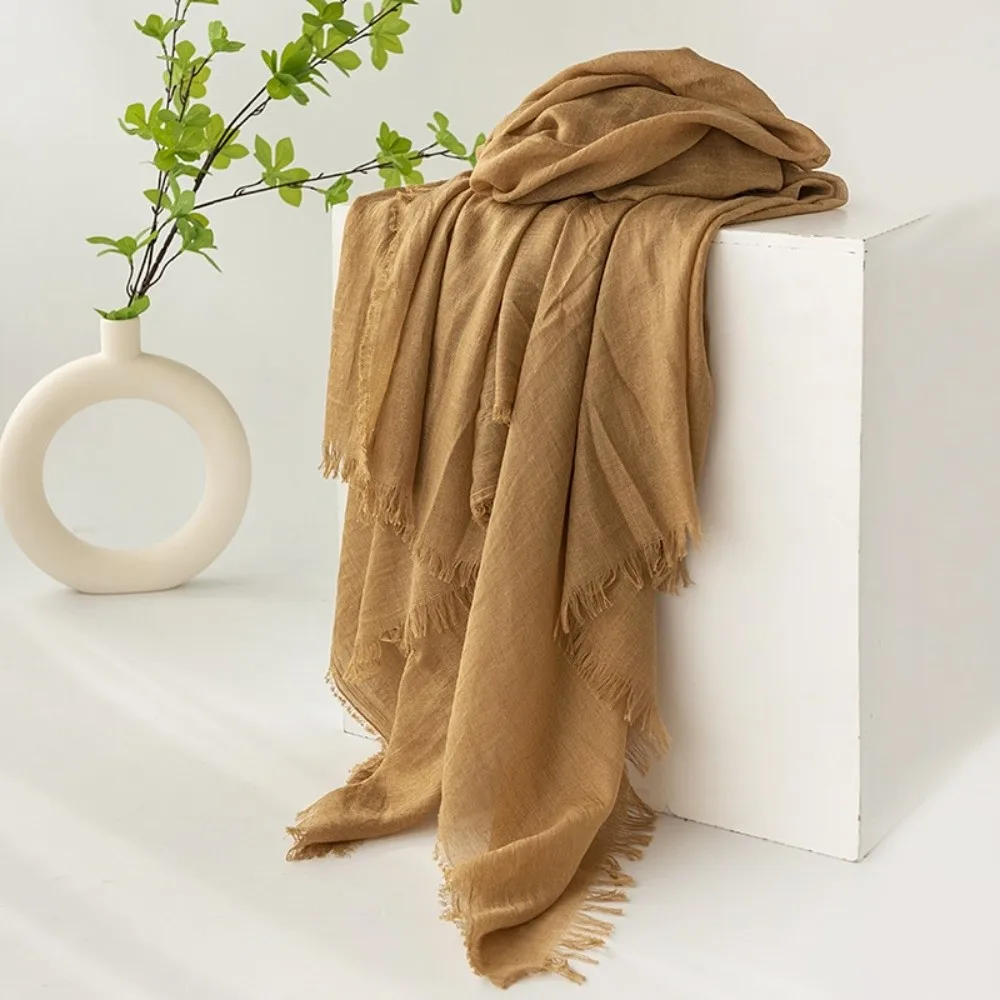 Fashion Cotton Linen Scarf Wrap Silky Touch Thin Headwrap Sun Protection Breathable Fabric Evening Shawl Women
