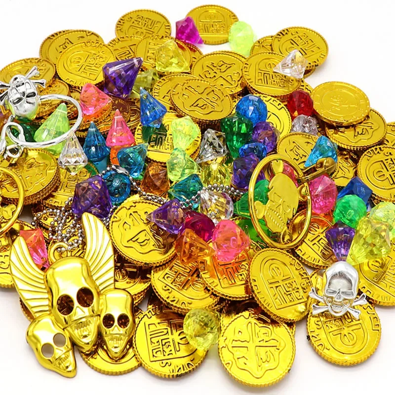 Hot Kids Gems Toys Crystal Diamond Treasure Pirate Treasure Hunting Gold Coin Asian Revolution Power Gem Table Game