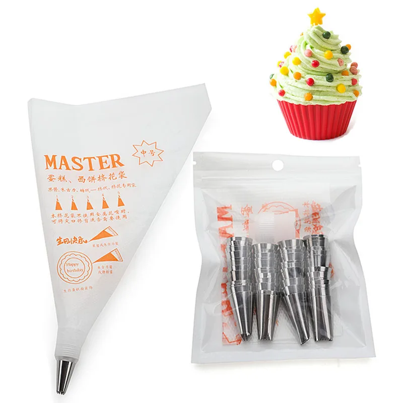 6Pcs/12Pcs/24Pcs/48Pcs Cake Decorating Tools Icing Piping Cream Nozzles+1Pcs Pastry Bag+1Pcs Converter Pastry Tools Accessories