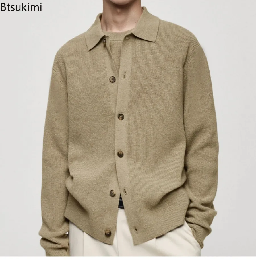 2025 Men's Casual Knitting Sweaters Fashion Solid Buttoned Cardigan Tops Winter Autumn Men Clothes Vintage Knitted Sweater Coats