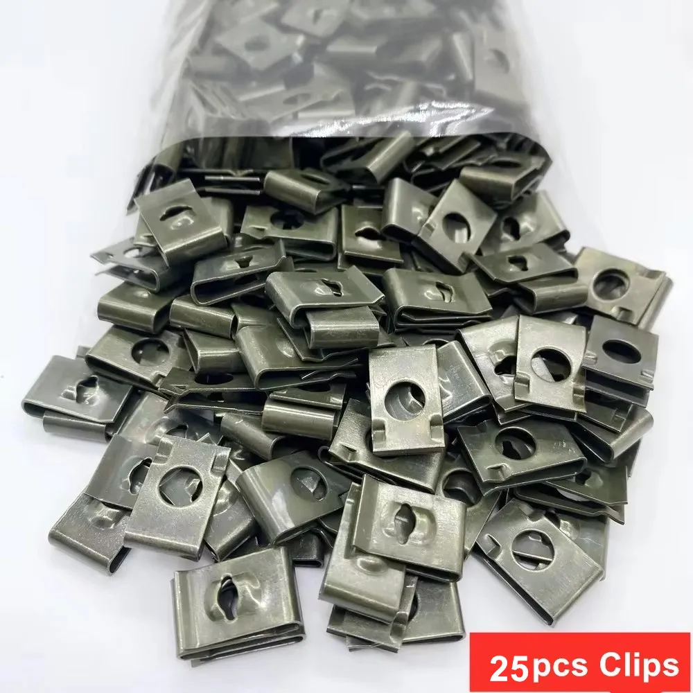 100Pcs-10Pc Mixed Auto Metall Schraube Gewindeschneiden Verschluss Clip U-Typ Clip mit Schraube Anti-rost Schutz Clip Schraube Schnalle Eisen Blatt