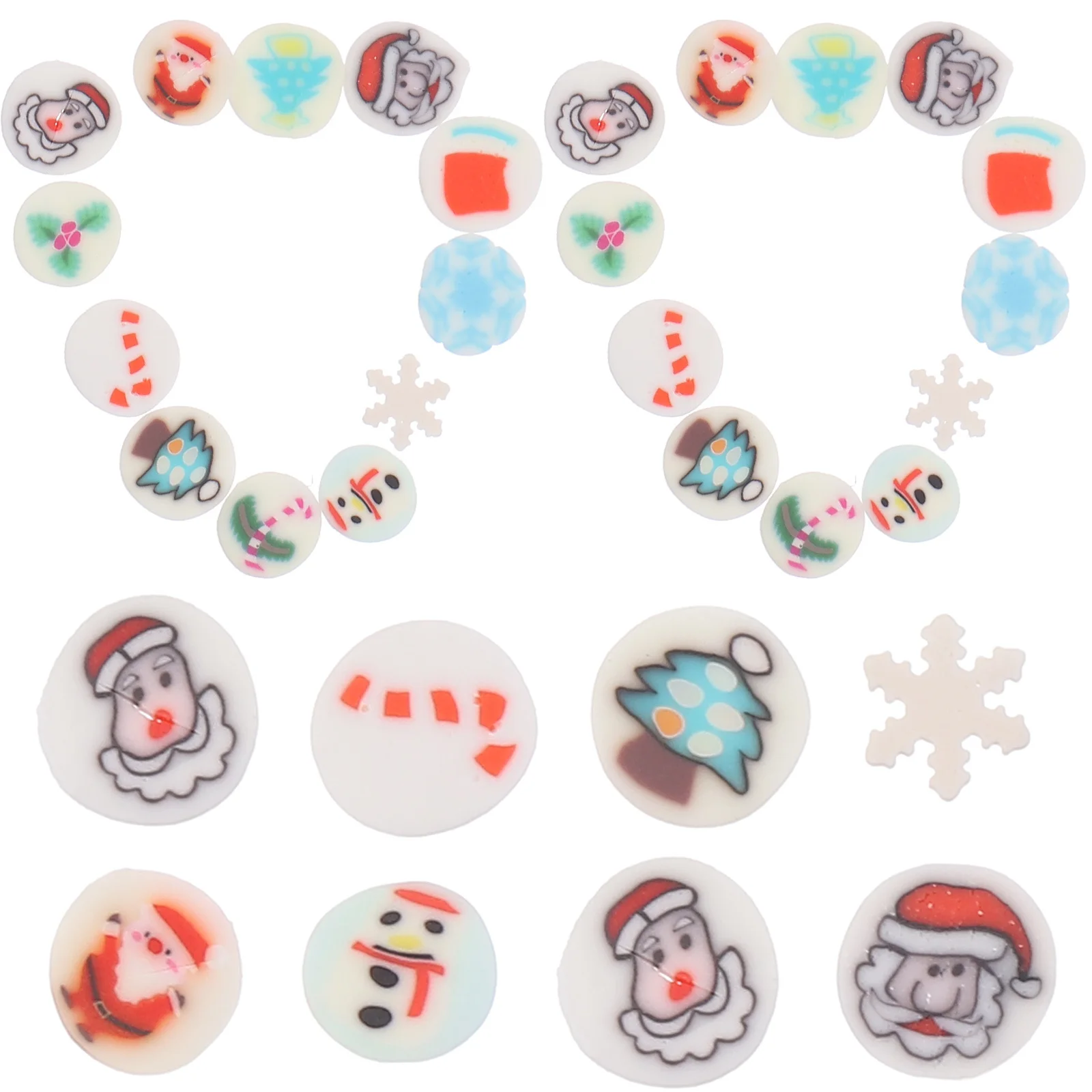 1000개 네일 슬라이스 소프트 클레이 과일 크리스마스 패턴 패셔너블 DIY 네일 장식 간편 사용 네일 스티커 살롱 개인용