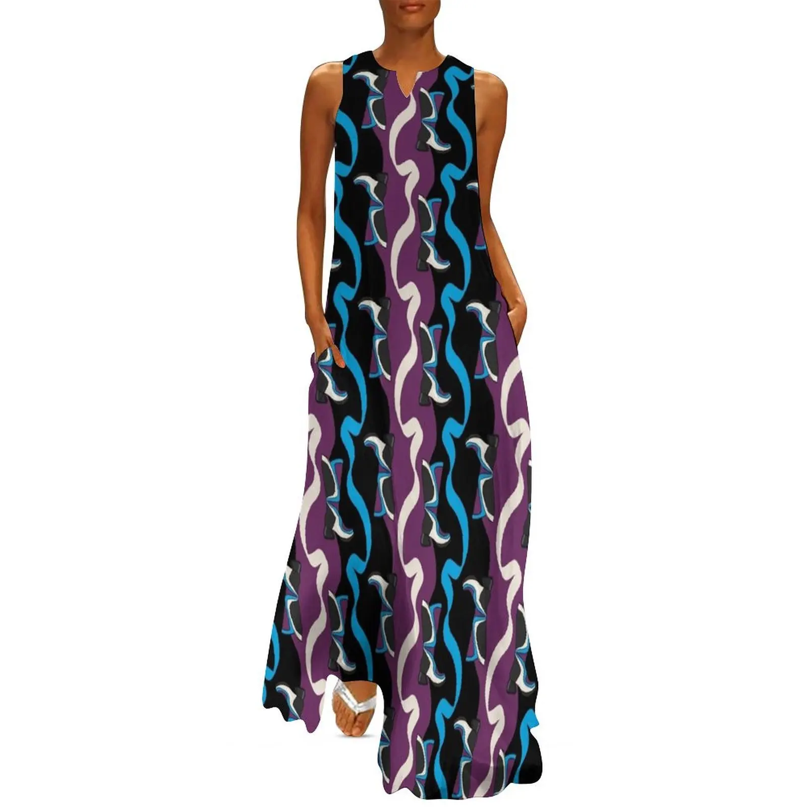 

Fluevog Warhol Boot Purple / Blue Long Dress Woman"s evening dress women"s evening dress 2024 beach