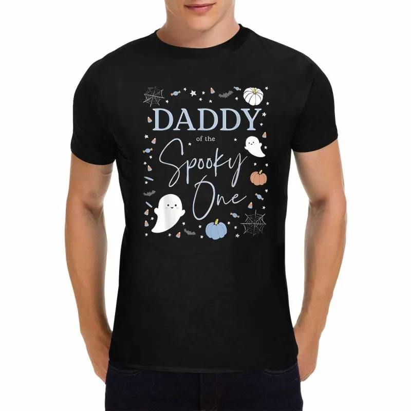 تي شيرت رجالي أسود برقبة دائرية تي شيرت Daddy Of The Spooky One Halloween WHX 180g