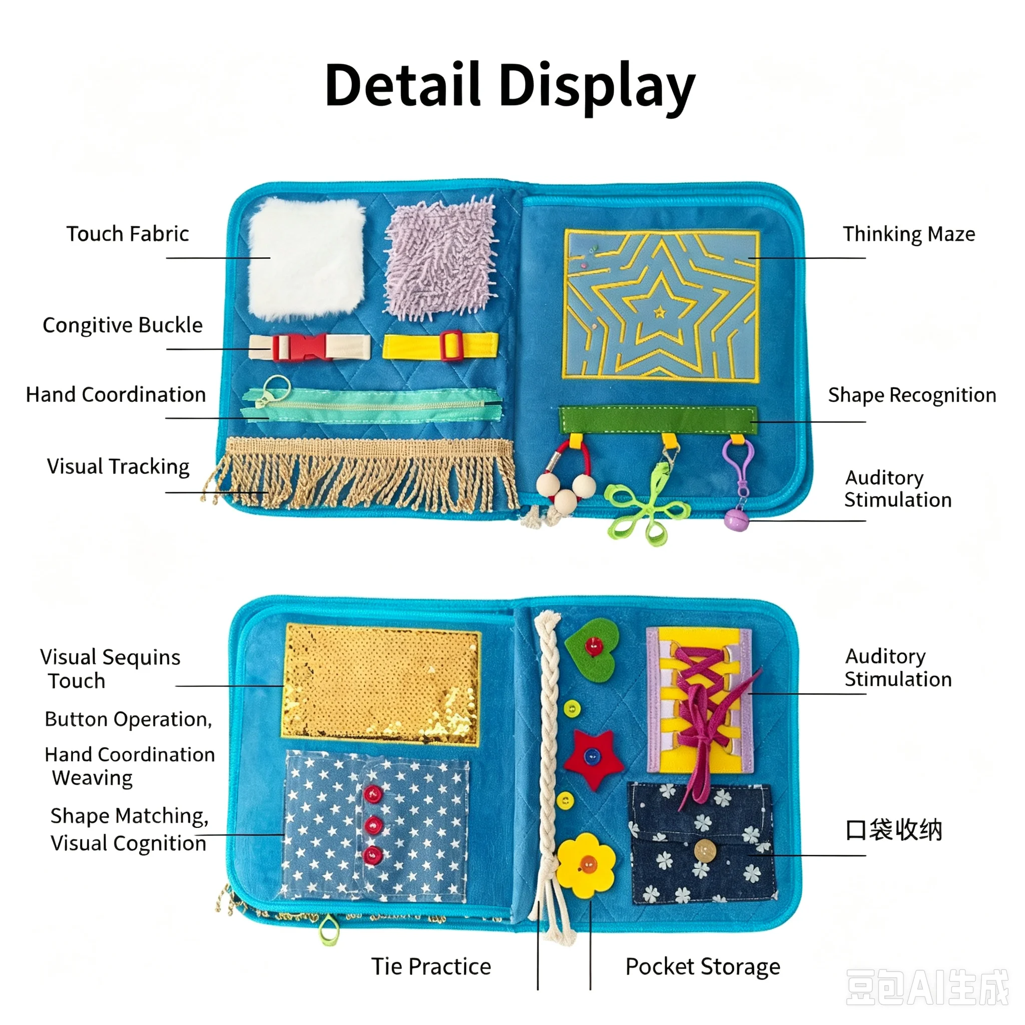 Sensory Blanket  Elderly Dementia Alzheimer Tactile Training Sensory Mat Calming Anxiety Relief Senior Care Activity Pad