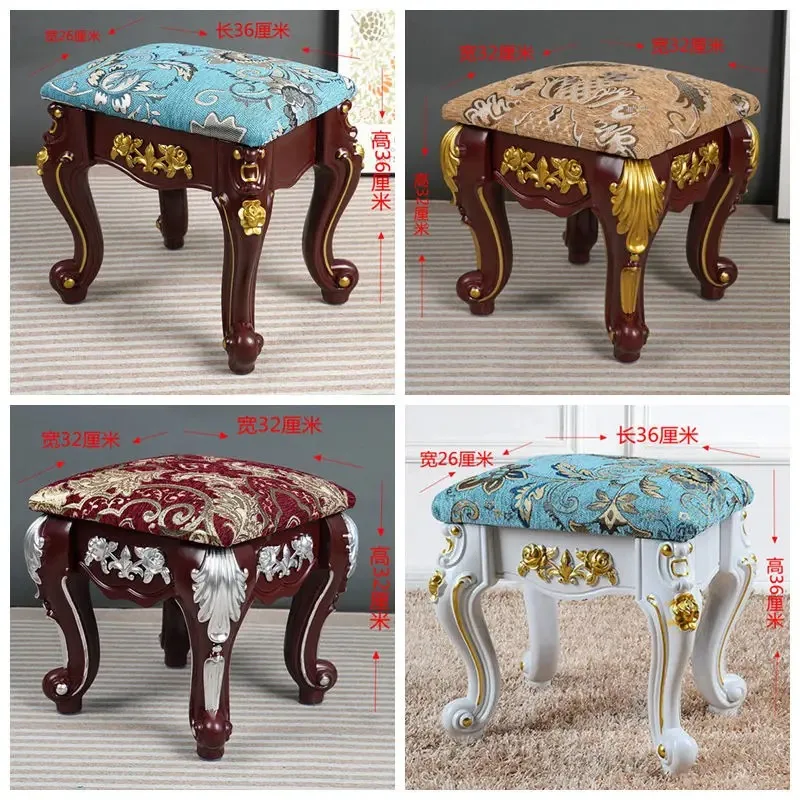 Nordic Small Stool Living Room Low Bench Makeup Ottomans Creative Fabric High-end Ottomans Home Bedroom Shoe Changing Stools