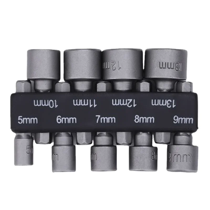 9pcs/set 5mm-13mm Hex SocketS Sleeve Nozzles Nut Driver Set Power Nuts Driver Socket Screwdriver Set Bits Sets Tools