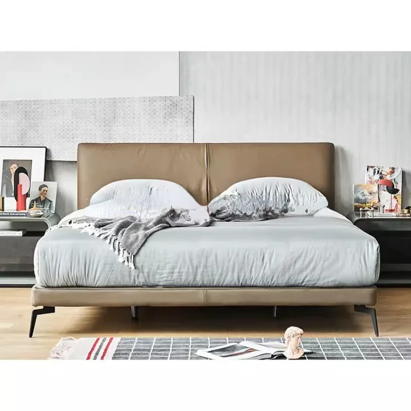 /Leather Art Bed/Minimalist 2m * 2m big bed Modern minimalist leather+down/