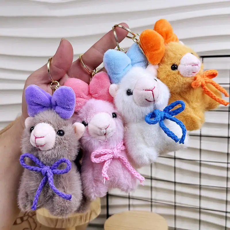 Chaveiro de alpaca fofo, brinquedo de pelúcia, presente, boneca de pelúcia macia, mochila, pingente de animal de desenho animado, acessório