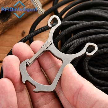 Ouvre-bouteille multifonctionnel en alliage de titane, outils EDC, porte-clés, brise-fenêtre d'urgence, arme d'auto-défense, fournitures de survie