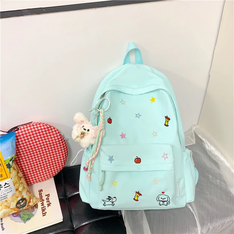 

Nylon Embroidery Large Capacity Backpacks 2026 Simple Versatile Bags Student Commuting Versatile Fashion Backpacks Mochila