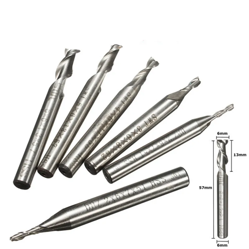 New 2F/3F/4F Flute 2mm/3mm/4mm/5mm/6mm HSS & Aluminium Endmill Milling Cutter CNC Bit Milling Machine Tools Cutting Tools