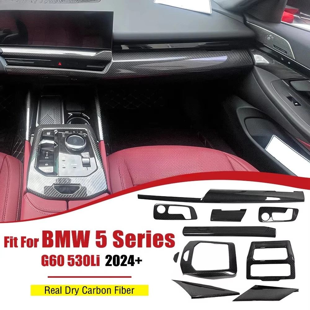 Real Carbon Fiber Car Interior Kits Center Console Dashboard Panel Trim Cover Accessories for 5 Series 530Li 2024
