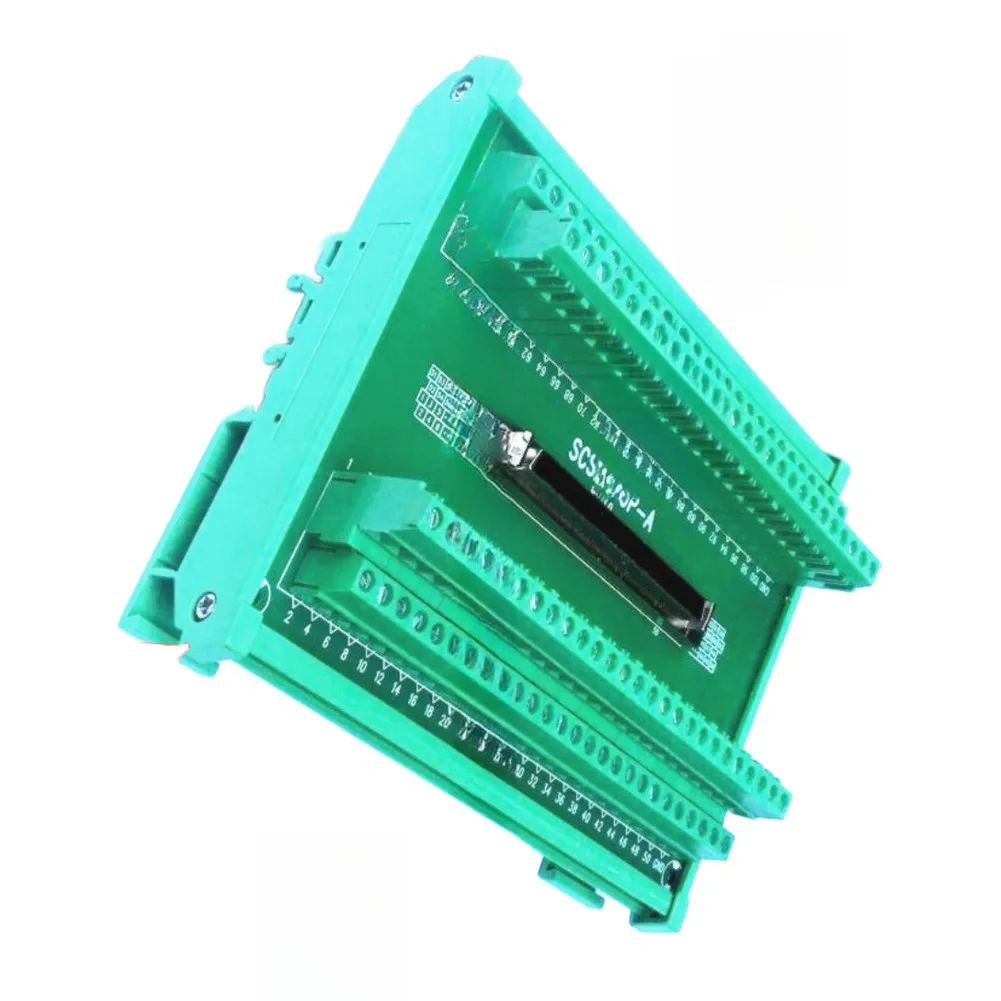 1 Piece 100 Pin SCSI Terminal Block For DIN Rail Mounting Black PCB Wiring Connector For PLC System Motor Control Industrial