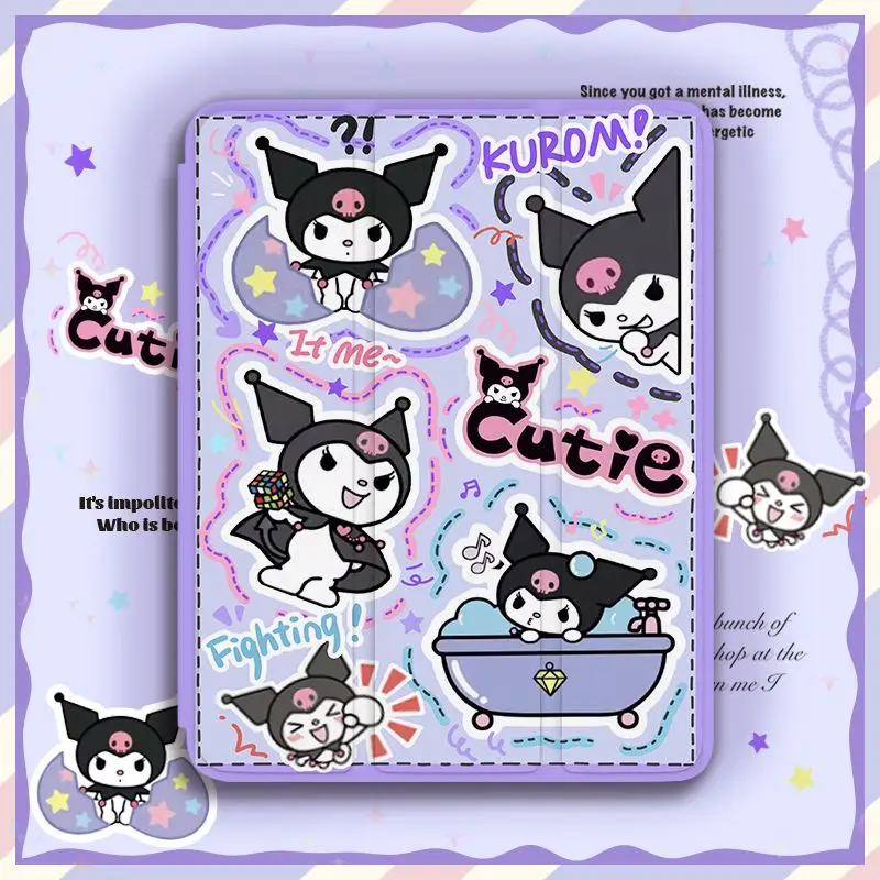 Cartoon Cute Kuromi Hello Kitty Case For iPad 9th 7th 8th 10th Gen Cover for iPad Air4 5 Mini 5 4 Pro 11 With Pencil Holder Case