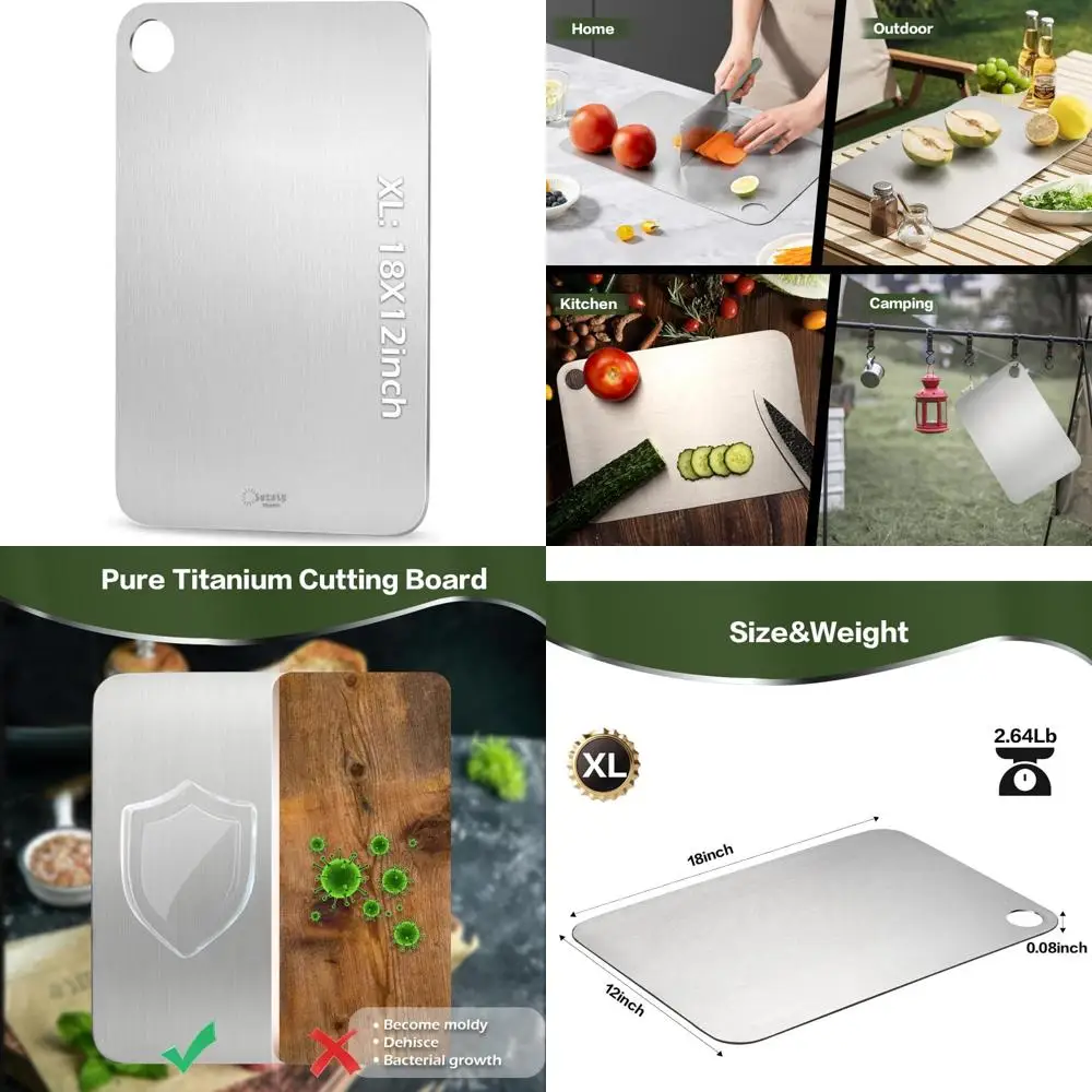 

Двусторонняя разделочная доска из чистого титана, 18, кухонная гигиена и долговечность, нетоксичная, разделочная поверхность премиум-класса