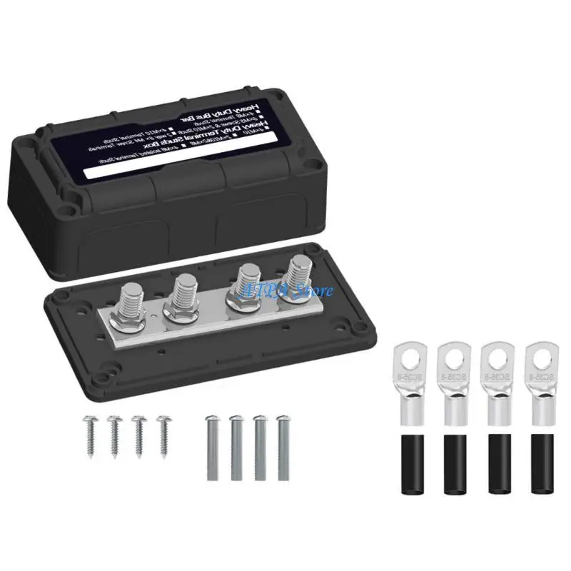 U13C Bus Bar Terminal Block 48V 100A Covered Power Distribution Block for RVs Marine Car Battery Wiring Systems