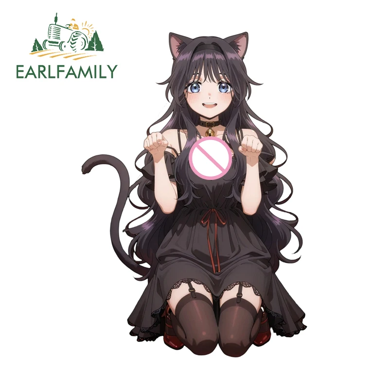 EARLFAMILY Adesivo de Carro Gato Waguri Kaoruko Personalizado Anime Menina Fofa Decalque para Porta-Malas Acessórios Impermeáveis para Computador